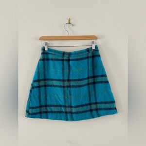 United Colors Of Benetton Wool Teal Plaid Mini Skirt